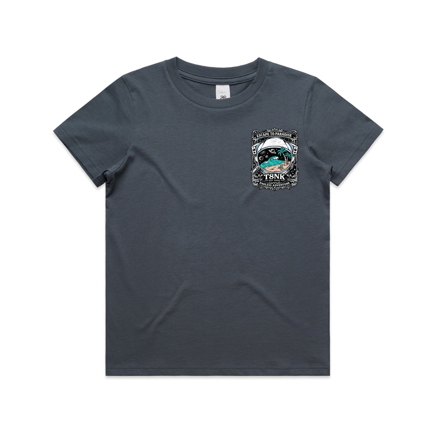 T8NK Endless Adventure Astronaut Surf Tee | Retro Space Beach Graphic Tee