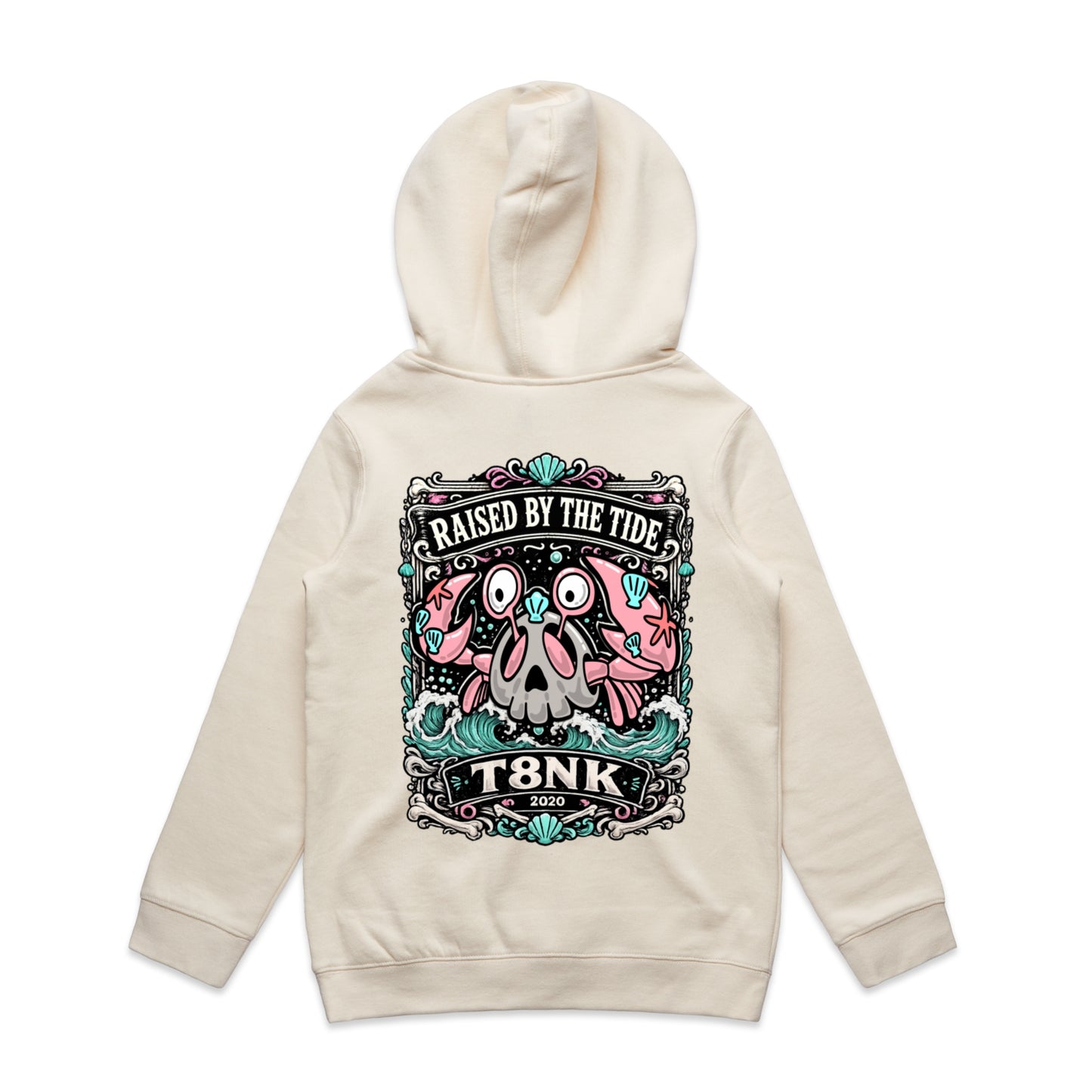 T8NK Raised By The Tide Crab Skull Hood | Coastal Graphic Hoodie