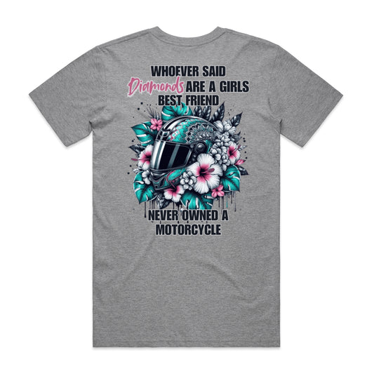 Whoever Said Diamonds Are a Girl's Best Friend Motorcycle Lover Floral Biker Helmet Tee