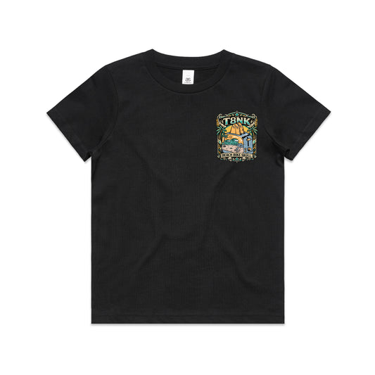 T8NK Beach Bike Skull Toaster Tee | Retro Surf Beach Graphic Tee