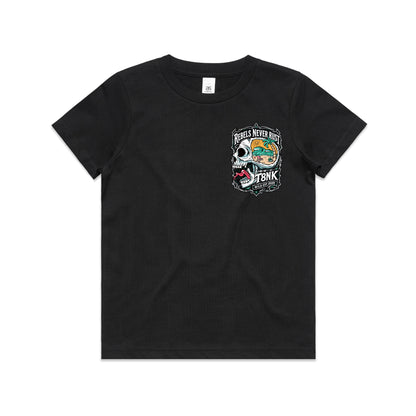 T8NK Rebels Never Rust Skull Tee | Vintage Surf Skull Graphic Tee