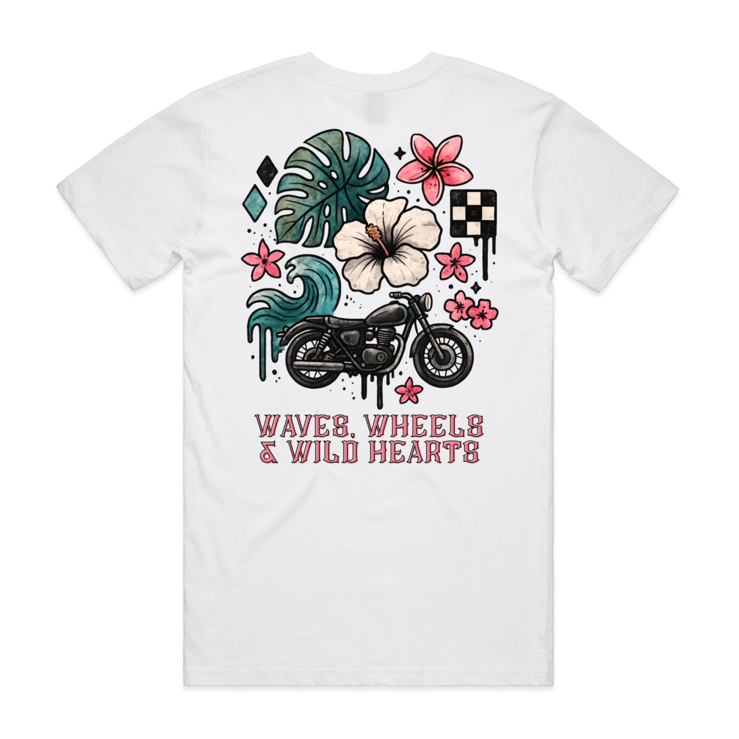 Waves, Wheels & Wild Hearts  - Premium quality Tee