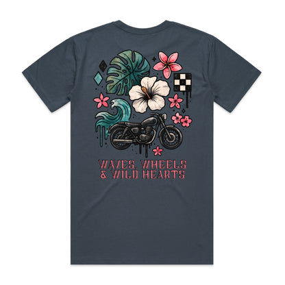 Waves, Wheels & Wild Hearts  - Premium quality Tee