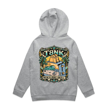 T8NK Beach Bike Skull Toaster Hood | Retro Surf Beach Graphic Hoodie