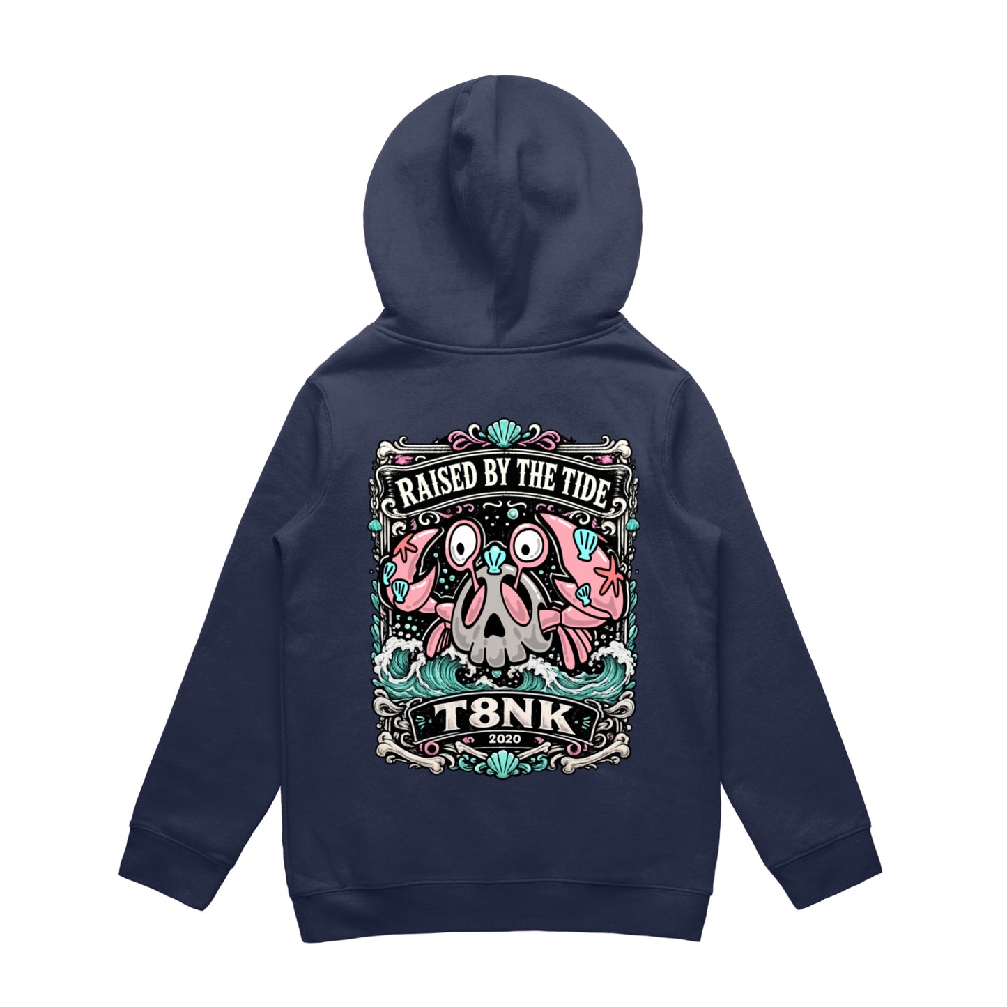 T8NK Raised By The Tide Crab Skull Hood | Coastal Graphic Hoodie