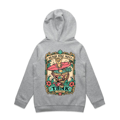 T8NK Beach Bike Skull Surf Skull Hood | Tropical Beach Graphic Hoodie