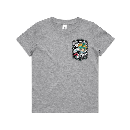 T8NK Rebels Never Rust Skull Tee | Vintage Surf Skull Graphic Tee