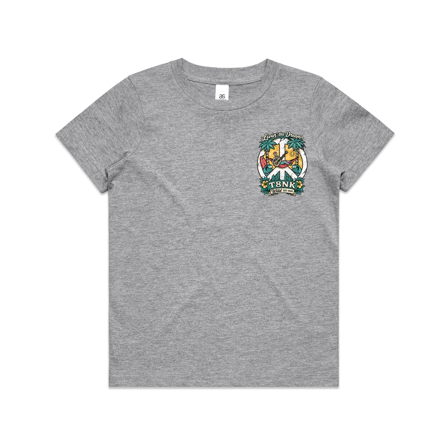 T8NK Livin’ The Dream Tee | Tropical Skeleton Beach Graphic T-Shirt