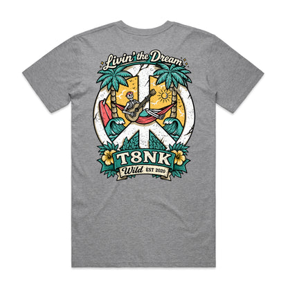 T8NK Livin’ The Dream Tee | Tropical Skeleton Beach Graphic T-Shirt