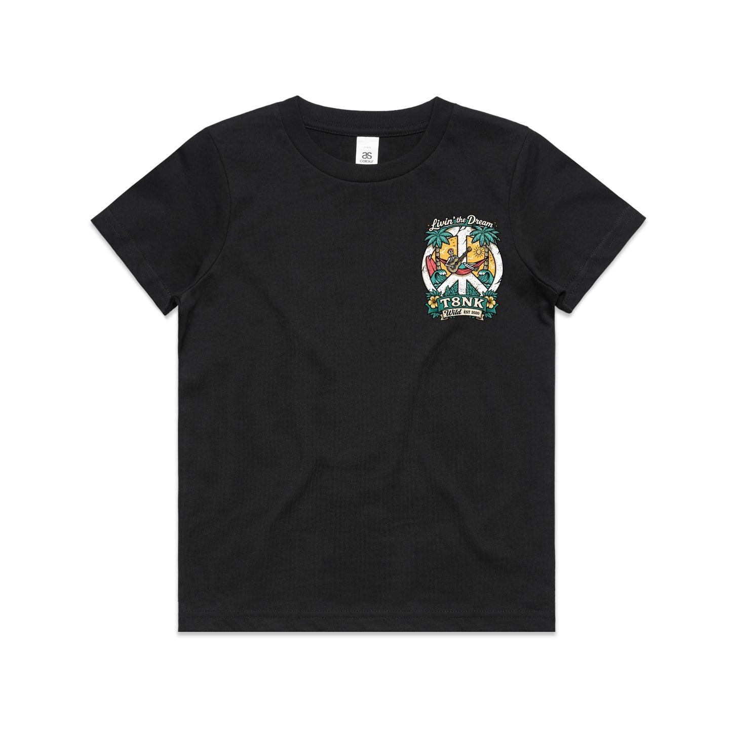 T8NK Livin’ The Dream Tee | Tropical Skeleton Beach Graphic T-Shirt