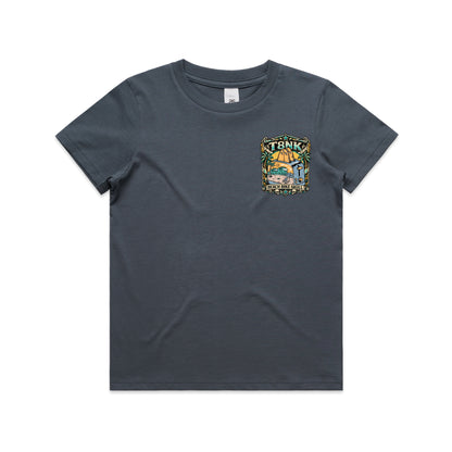 T8NK Beach Bike Skull Toaster Tee | Retro Surf Beach Graphic Tee