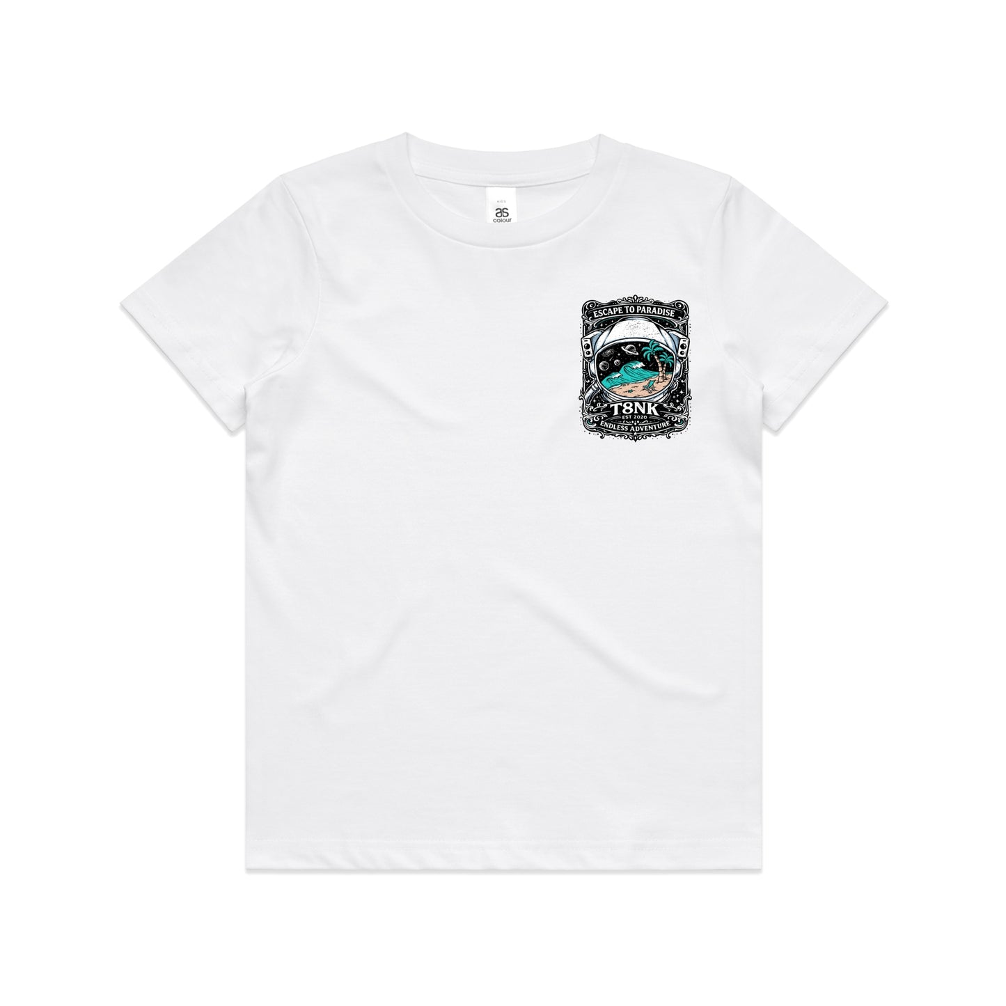 T8NK Endless Adventure Astronaut Surf Tee | Retro Space Beach Graphic Tee