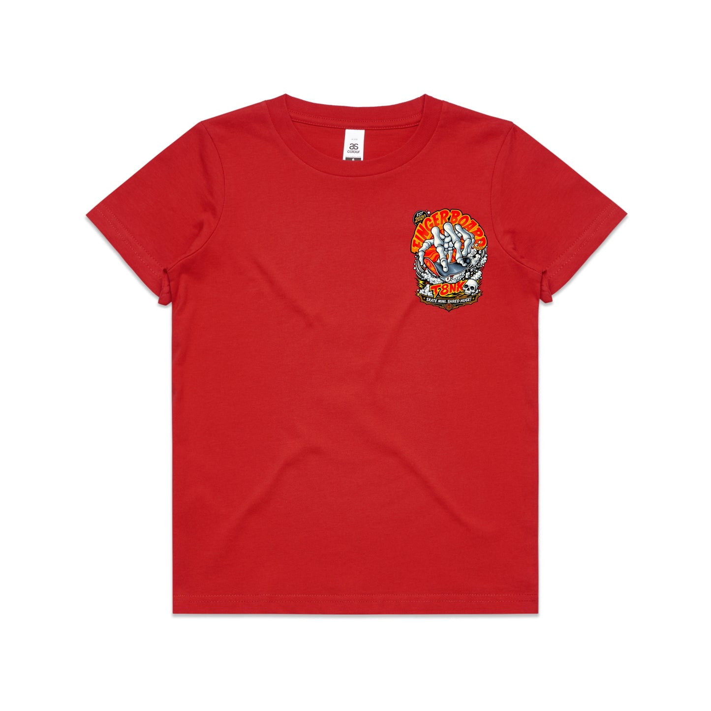T8NK Fingerboard Skeleton Skate Tee | Retro Skateboarding Graphic Tee