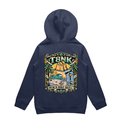 T8NK Beach Bike Skull Toaster Hood | Retro Surf Beach Graphic Hoodie