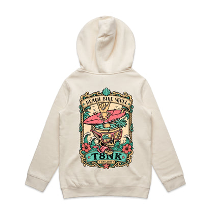 T8NK Beach Bike Skull Surf Skull Hood | Tropical Beach Graphic Hoodie