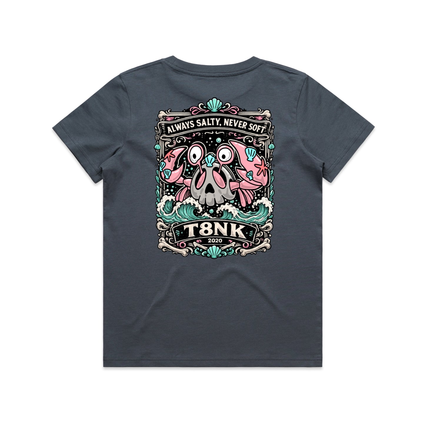 T8NK Always Salty Never Soft Crab Skull Tee | Coastal Graphic T-Shirt