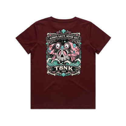 T8NK Always Salty Never Soft Crab Skull Tee | Coastal Graphic T-Shirt