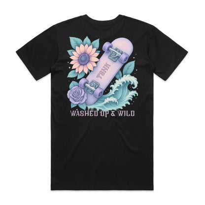 Washed Up & Wild – Vintage Skateboard Floral Tee