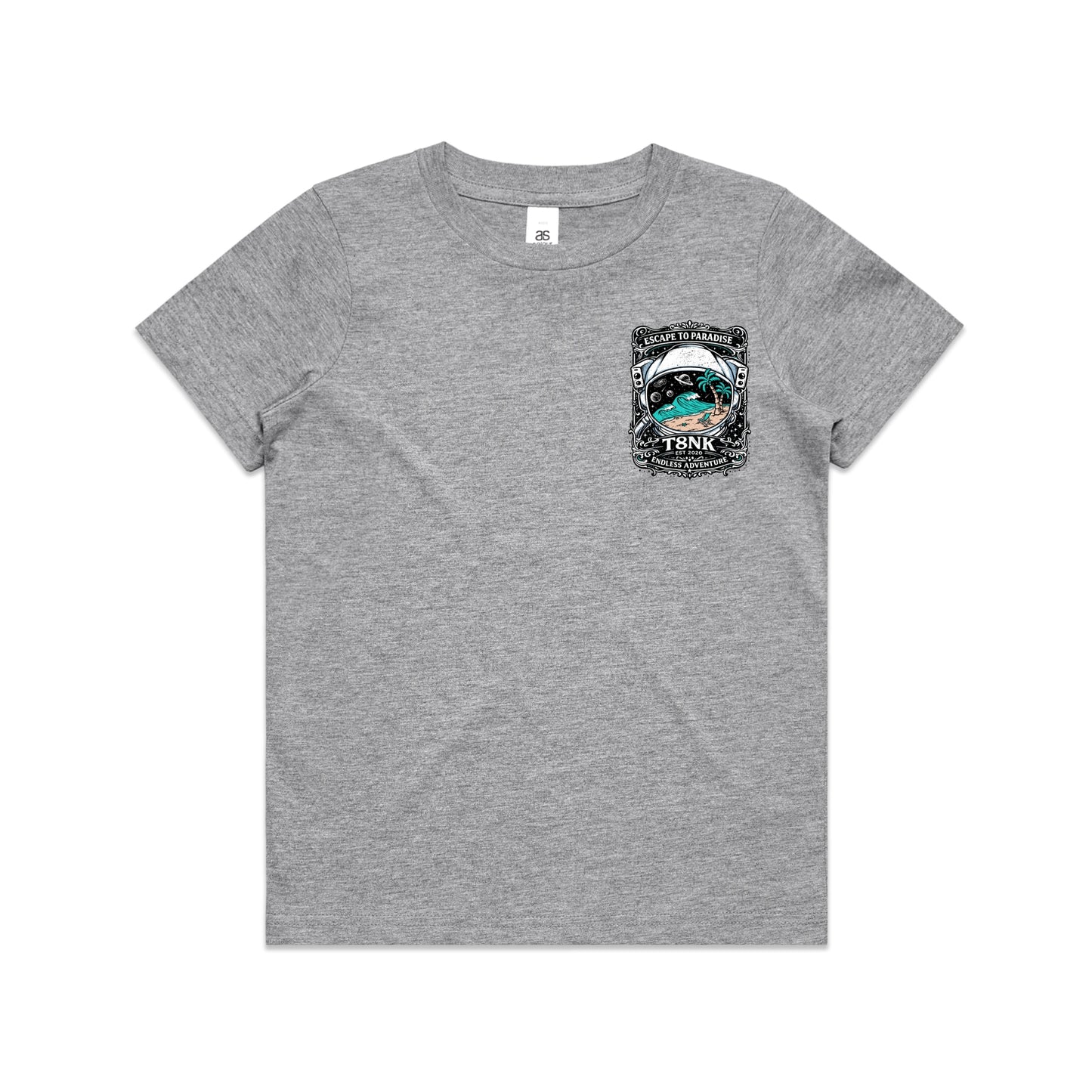 T8NK Endless Adventure Astronaut Surf Tee | Retro Space Beach Graphic Tee