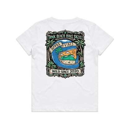 T8NK Summer Vibes Helmet Tee | Beach Bike Skull Coastal Graphic T-Shirt