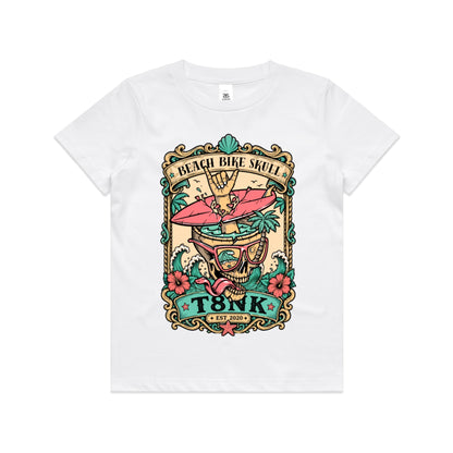 T8NK Beach Bike Skull Surf Tee | Tropical Beach Graphic Tee