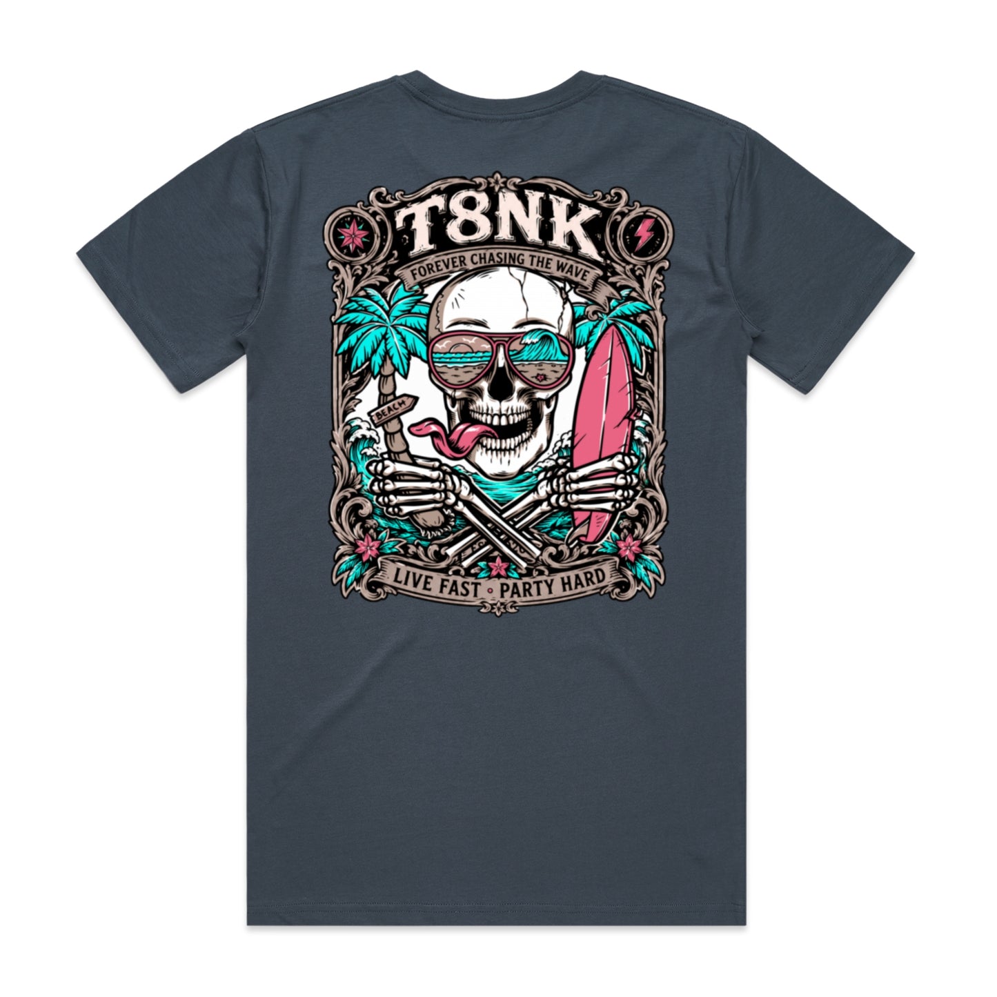 T8NK Forever Chasing The Wave Skull Tee | Vintage Surf Skull Graphic T-Shirt