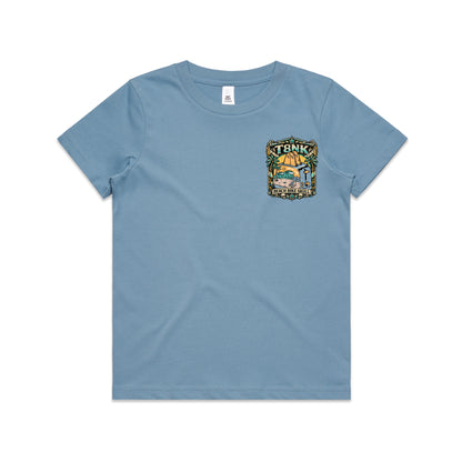 T8NK Beach Bike Skull Toaster Tee | Retro Surf Beach Graphic Tee