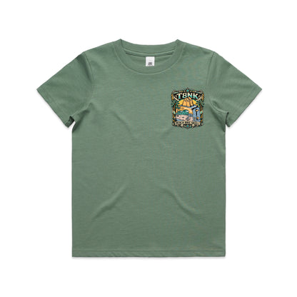 T8NK Beach Bike Skull Toaster Tee | Retro Surf Beach Graphic Tee