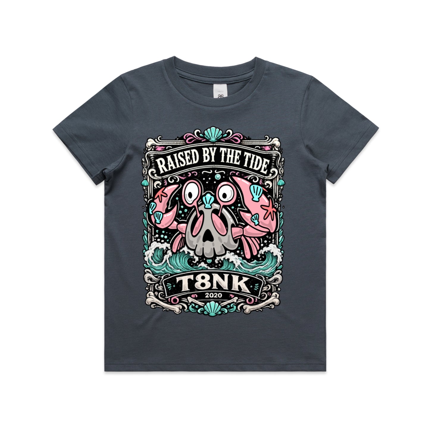 T8NK Raised By The Tide Crab Skull Tee | Coastal Graphic T-Shirt