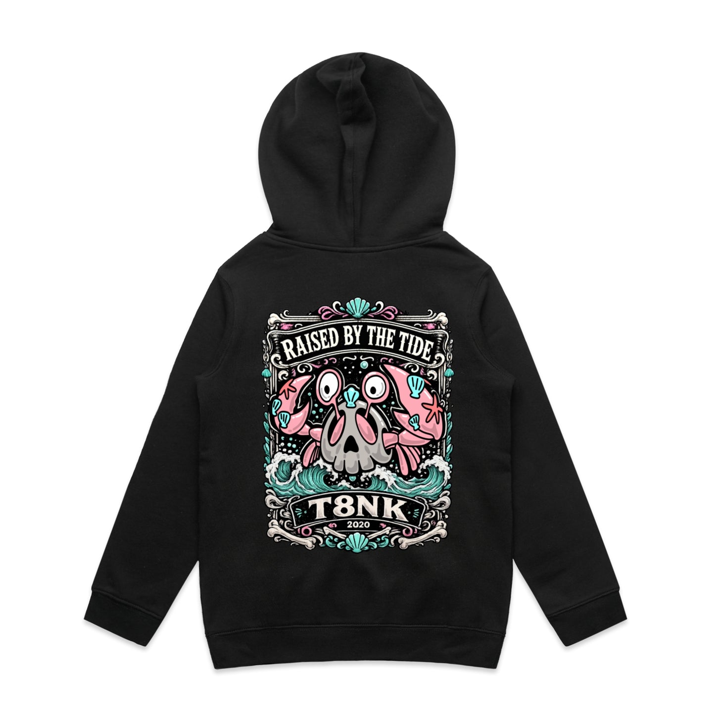 T8NK Raised By The Tide Crab Skull Hood | Coastal Graphic Hoodie