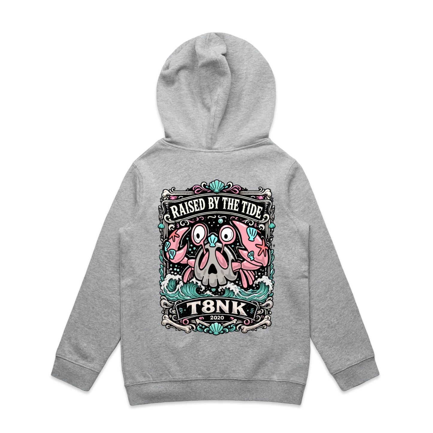 T8NK Raised By The Tide Crab Skull Hood | Coastal Graphic Hoodie