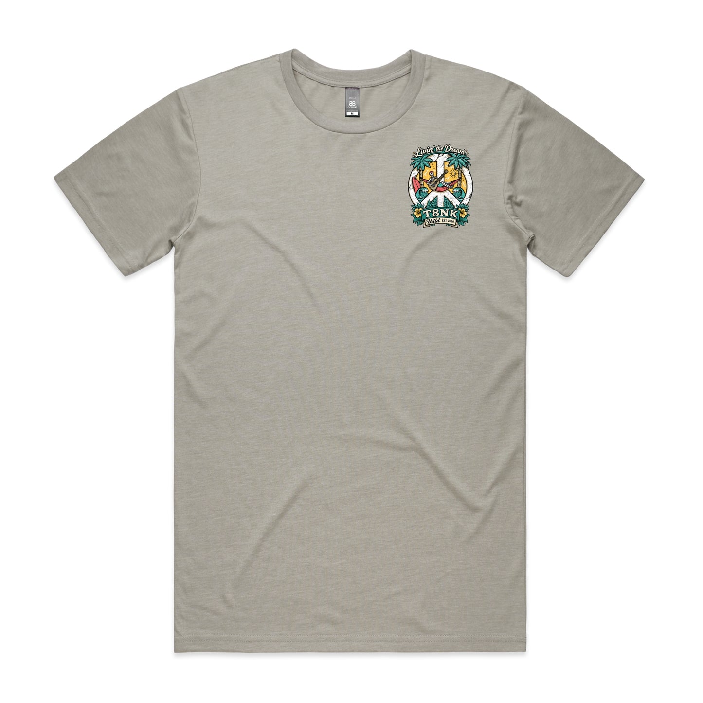 T8NK Livin’ The Dream Tee | Tropical Skeleton Beach Graphic T-Shirt