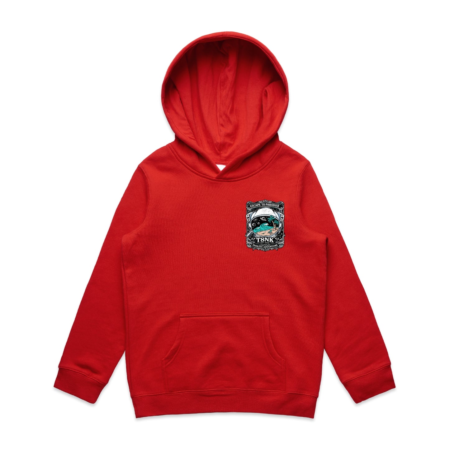 T8NK Endless Adventure Astronaut Surf Hood | Retro Space Beach Graphic Hoodie