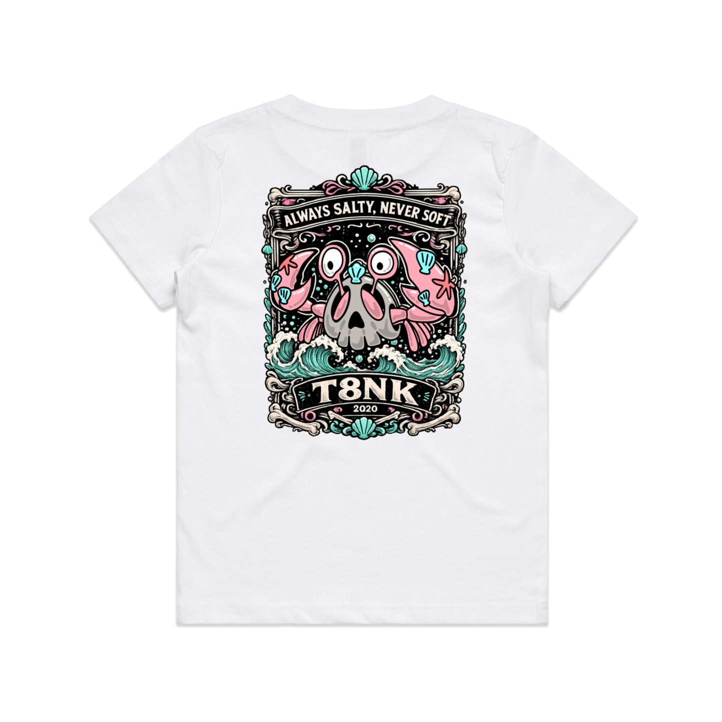 T8NK Always Salty Never Soft Crab Skull Tee | Coastal Graphic T-Shirt