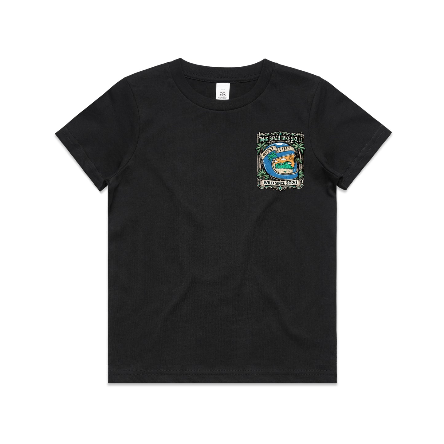 T8NK Summer Vibes Helmet Tee | Beach Bike Skull Coastal Graphic T-Shirt