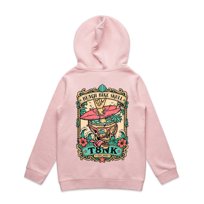 T8NK Beach Bike Skull Surf Skull Hood | Tropical Beach Graphic Hoodie
