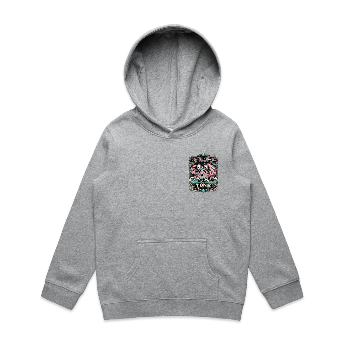 T8NK Always Salty Never Soft Crab Skull Hood | Coastal Graphic Hoodie