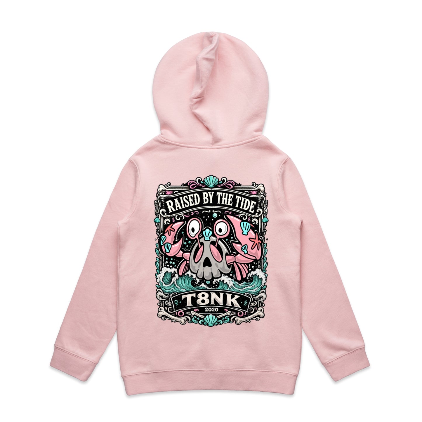 T8NK Raised By The Tide Crab Skull Hood | Coastal Graphic Hoodie