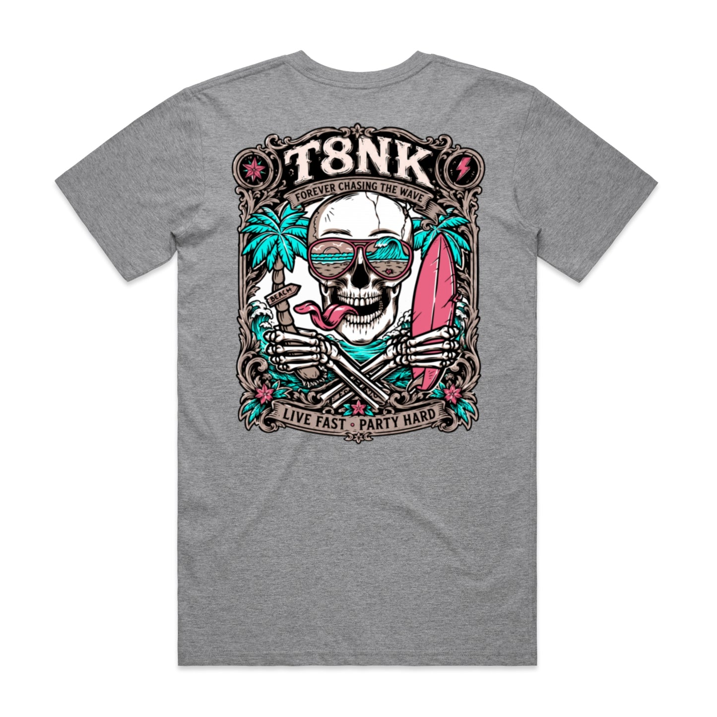 T8NK Forever Chasing The Wave Skull Tee | Vintage Surf Skull Graphic T-Shirt