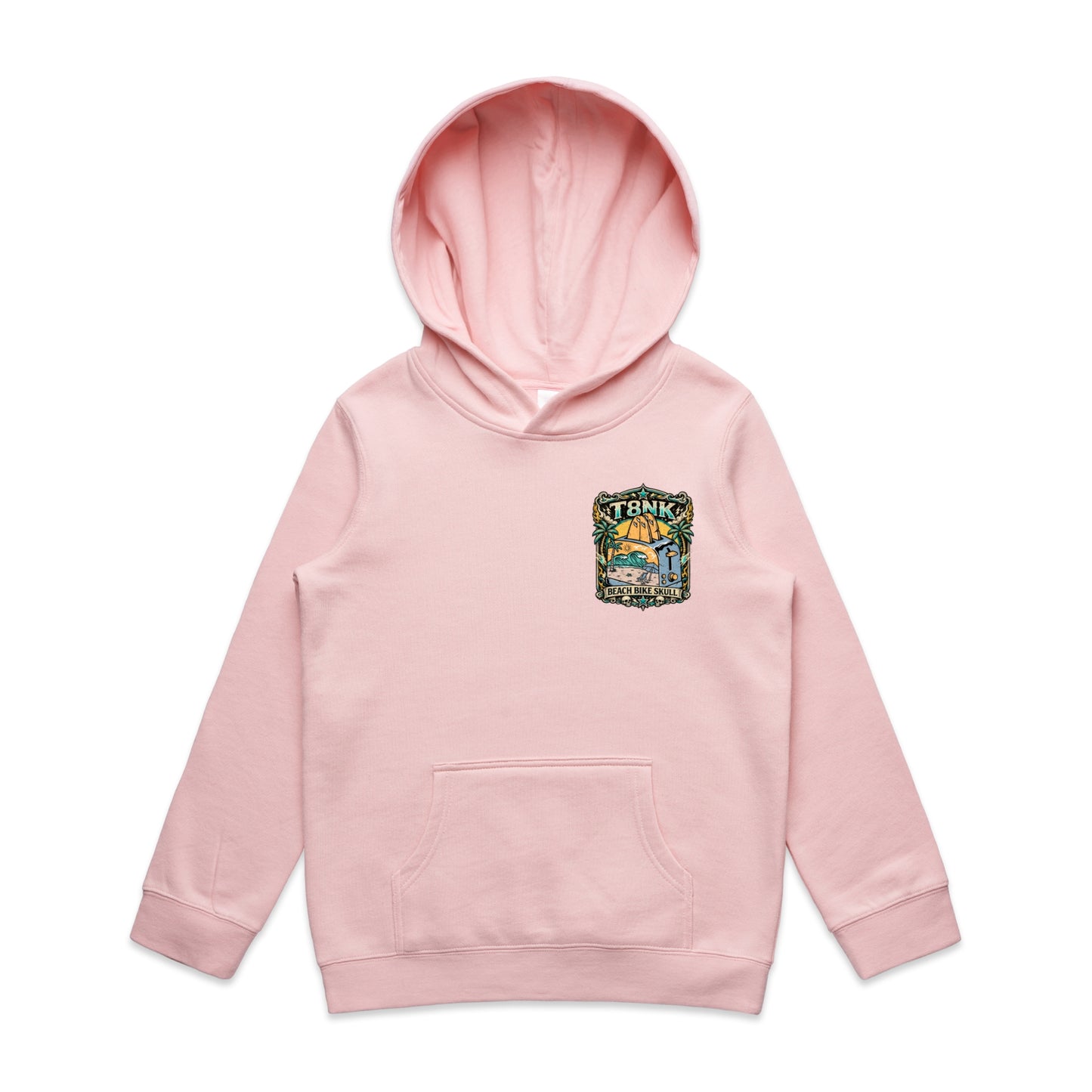 T8NK Beach Bike Skull Toaster Hood | Retro Surf Beach Graphic Hoodie