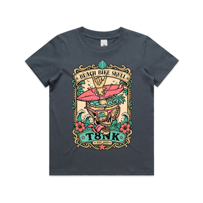 T8NK Beach Bike Skull Surf Tee | Tropical Beach Graphic Tee
