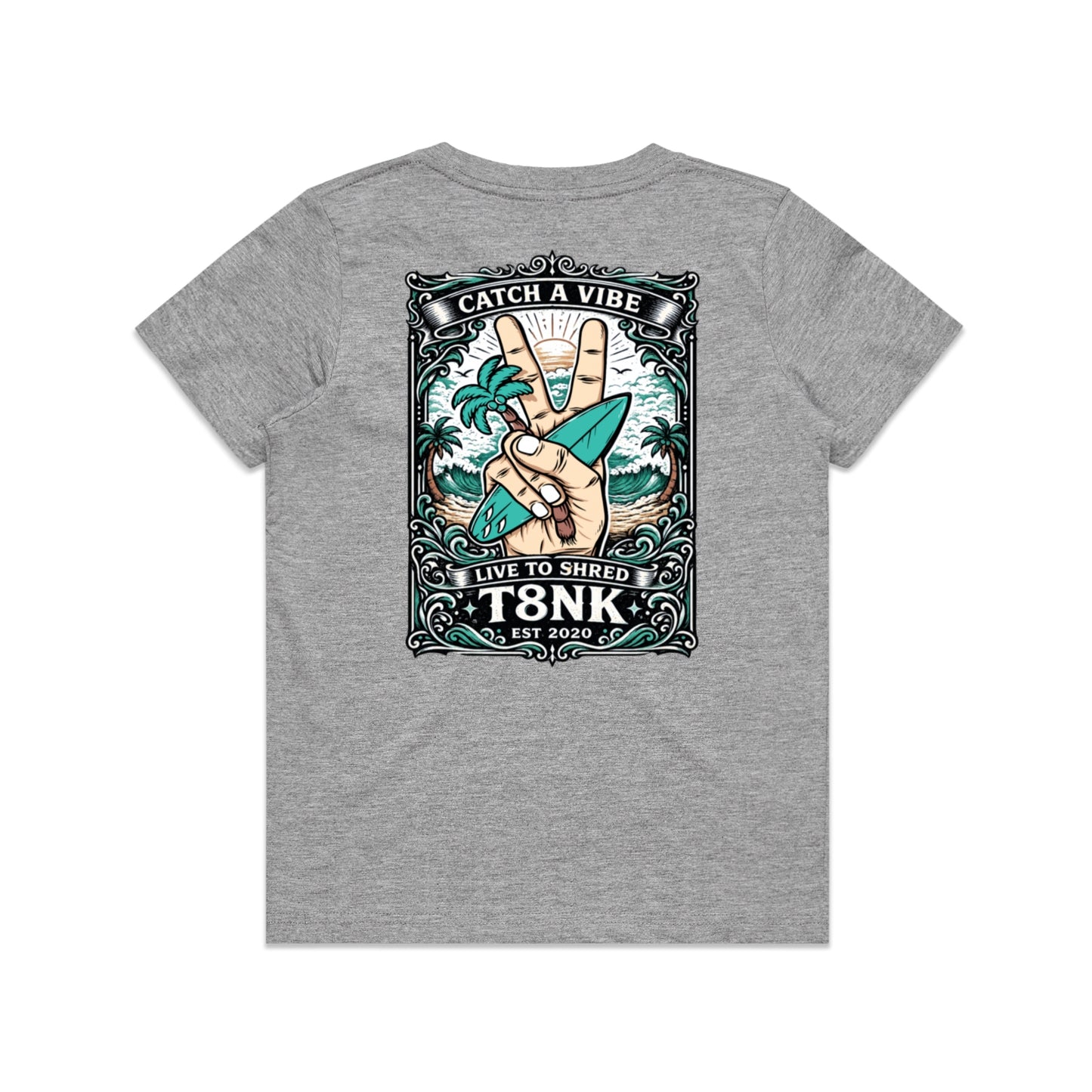 T8NK Catch A Vibe Surf Tee | Vintage Beach & Surf Graphic T-Shirt